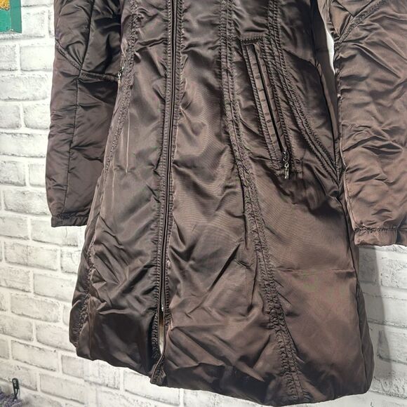 Jessica Simpson S Small Womens Down Filled Jacket Coat Brown Chocolate Parka - Picture 4 of 9